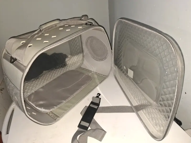 Transportadora de mascotas plegable beige - 4