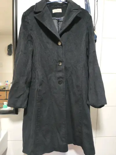 Abrigo negro de lana Calvin Klein para mujer - miniatura 1