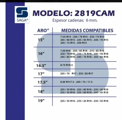 Cadenas para neumáticos Saga 2819CAM 6mm - miniatura 2