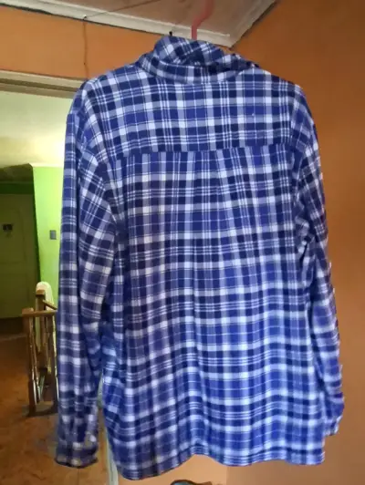 Camisa de franela a cuadros azul para hombre - miniatura 2