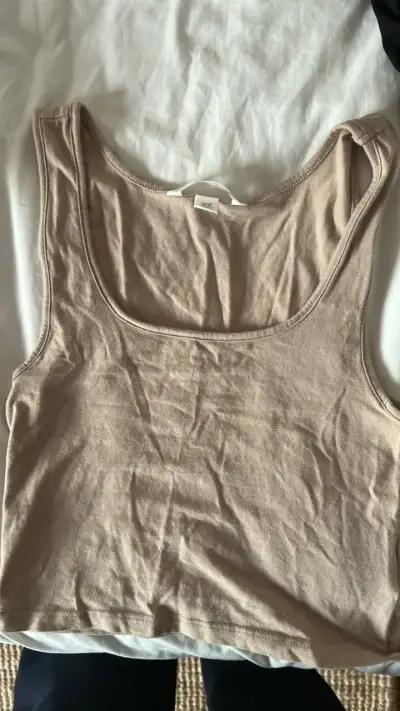 Polera sin mangas beige H&M talla XS - miniatura 1
