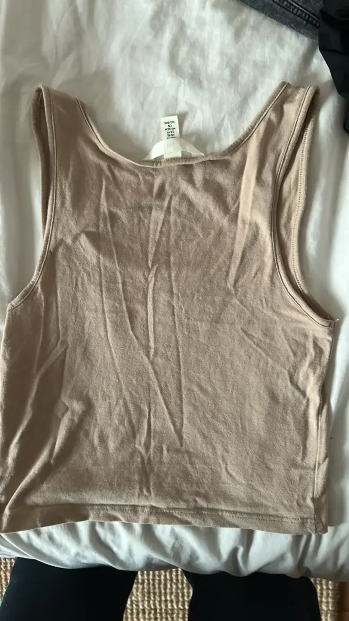 Polera sin mangas beige H&M talla XS - 3
