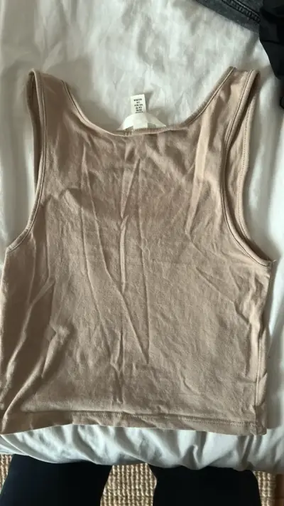 Polera sin mangas beige H&M talla XS - miniatura 3