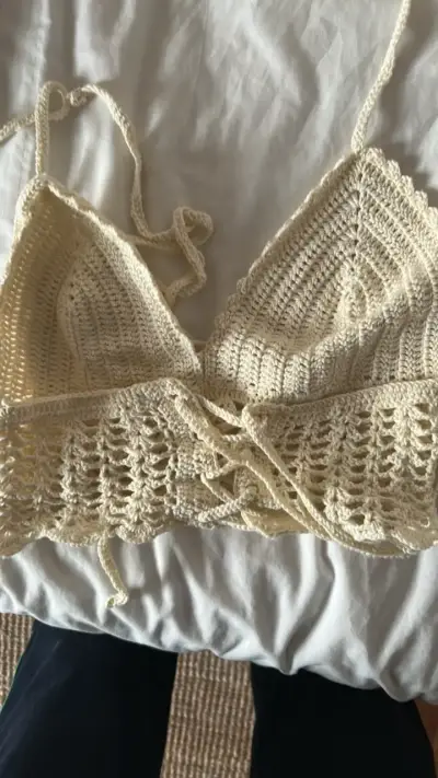 Top de crochet blanco estilo bohemio - miniatura 2