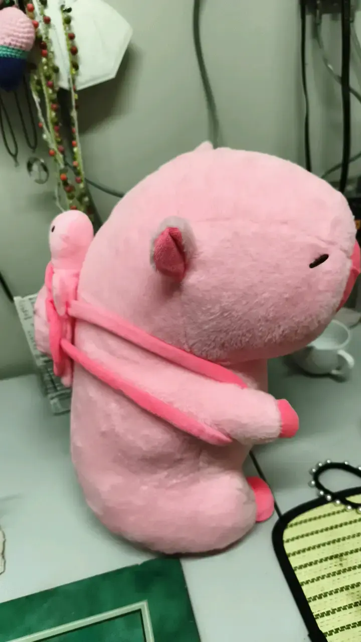 Peluche rosa con mochila de juguete - 1