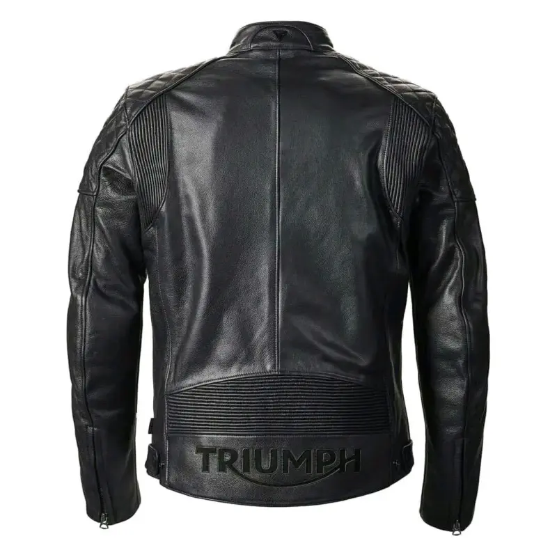 Chaqueta de cuero negra Triumph para motociclista - 1
