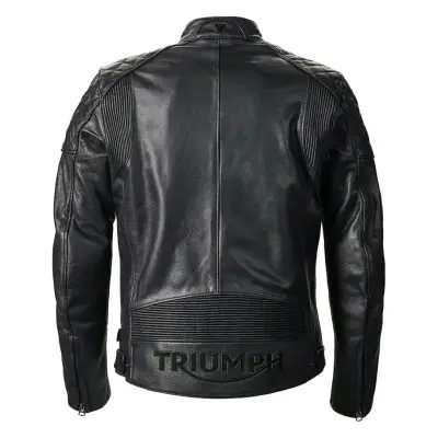 Chaqueta de cuero negra Triumph para motociclista - miniatura 1