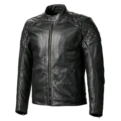 Chaqueta de cuero negra Triumph para motociclista - miniatura 2