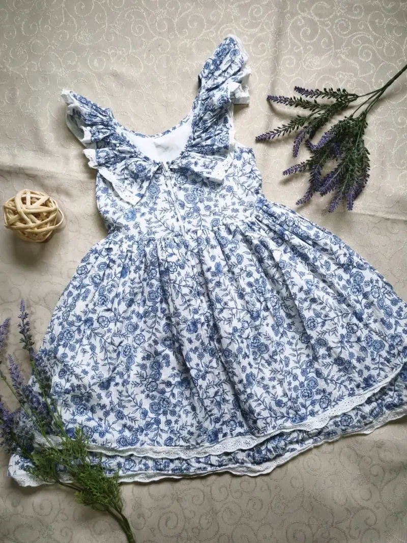 Vestido infantil floral azul - 1