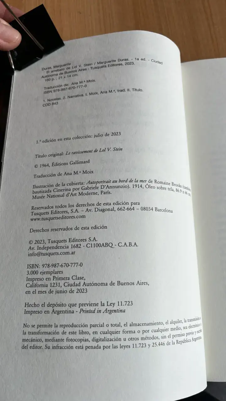 Libro 'El Arrebato de Lol V. Stein' de Marguerite Duras - 3