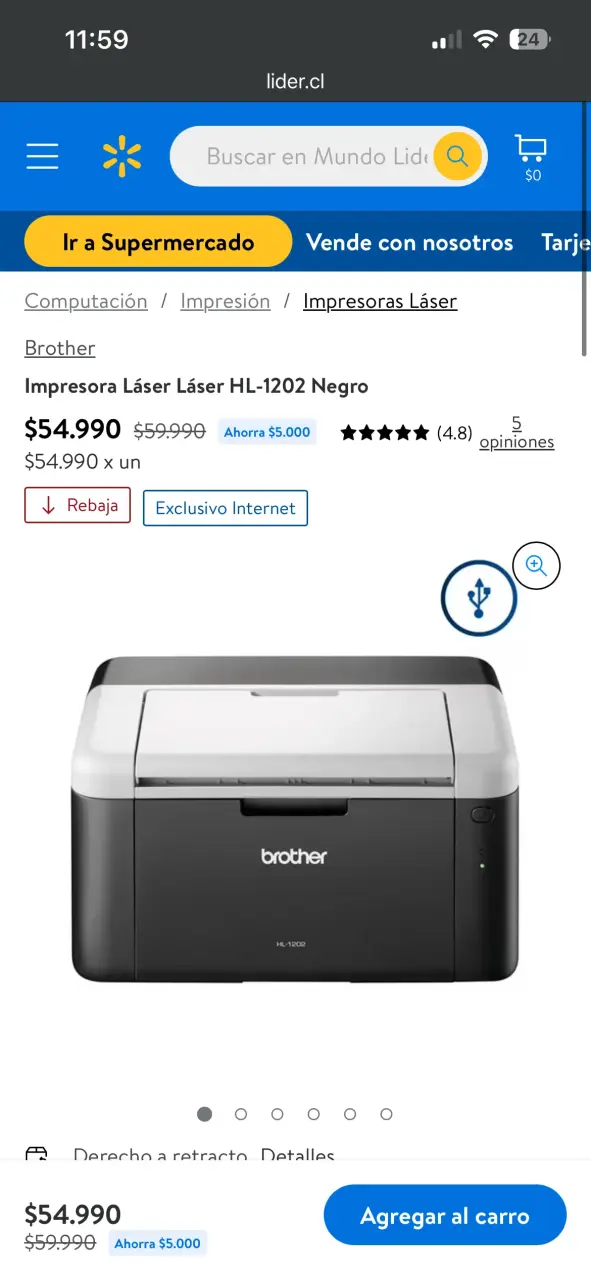 Impresora Láser Brother HL-1202 Negra