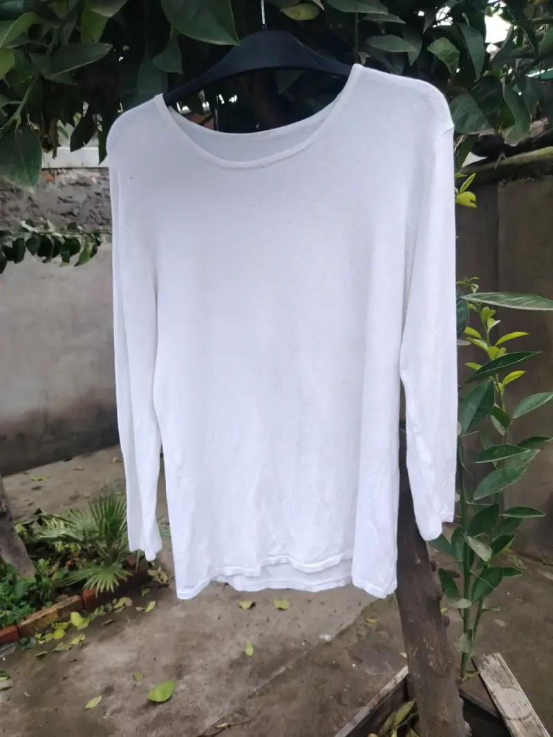 Chaleco hilo blanca de manga larga para mujer