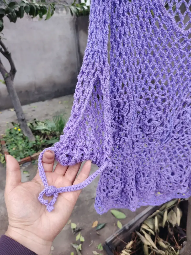Polera tejido a crochet color lila - 1