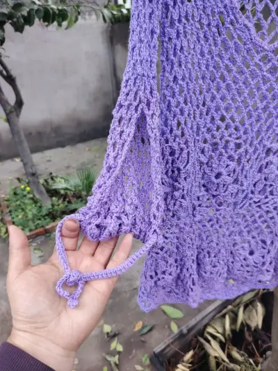 Polera tejido a crochet color lila - miniatura 1