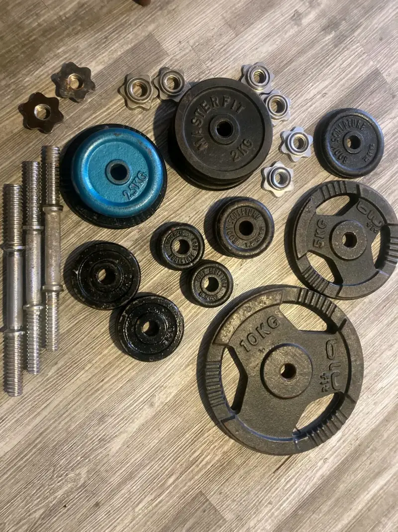 Set de pesas y mancuernas ajustables 53 kg - 1