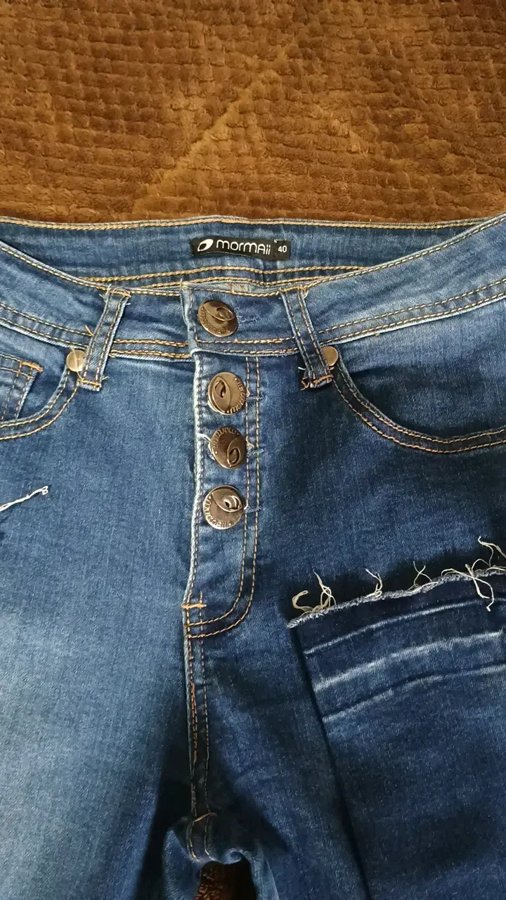 Jeans azules rasgados para mujer talla M - 2