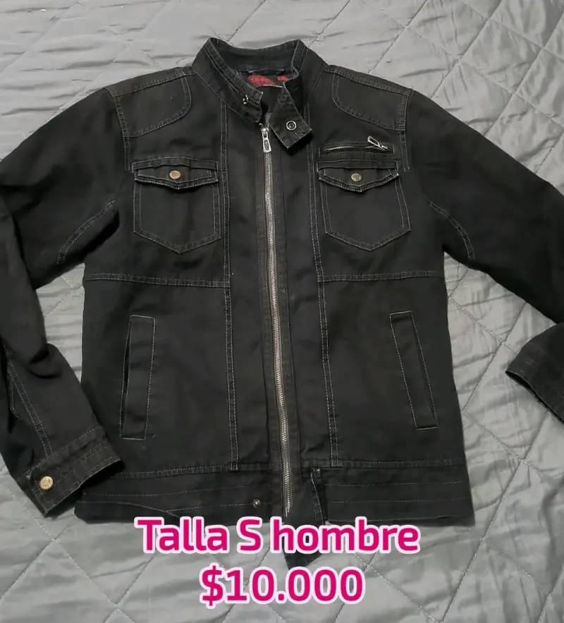 Chaqueta de cuero marrón con rayas blancas - 1