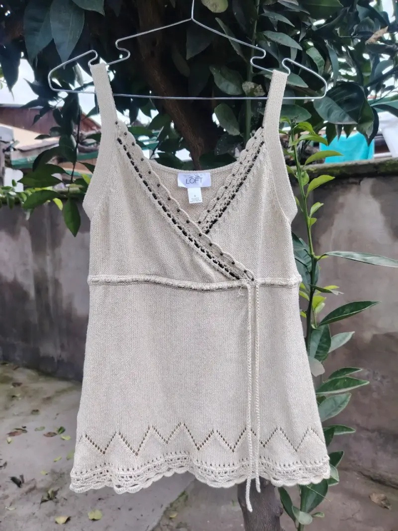 Polera de punto beige para mujer - 2