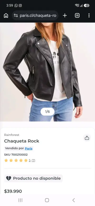 Chaqueta de cuero negra para mujer - miniatura 2