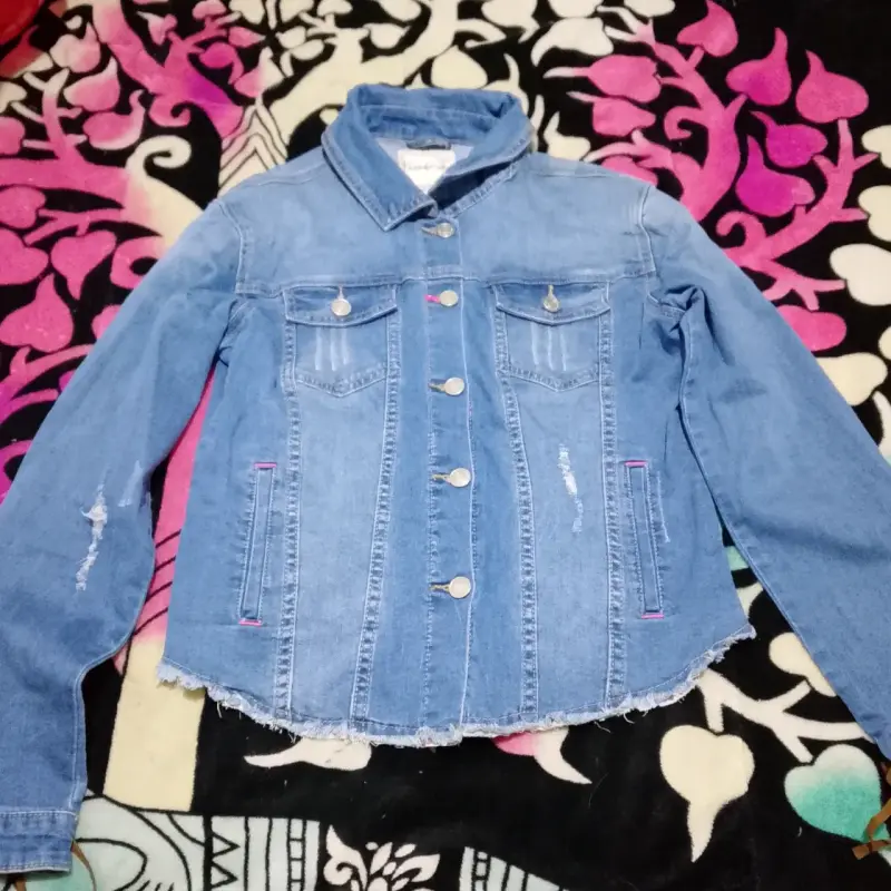 Chaqueta de mezclilla azul para mujer
