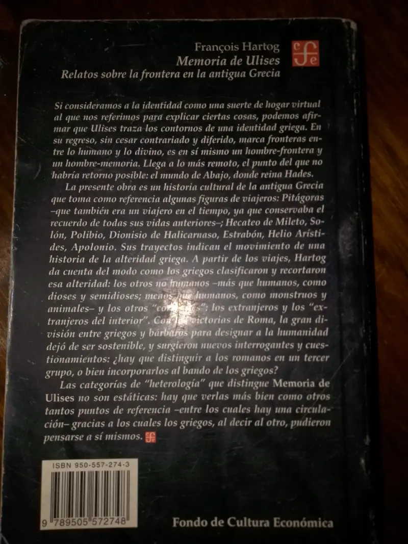 Libro 'Memoria de Ulises' de François Hartog - 2