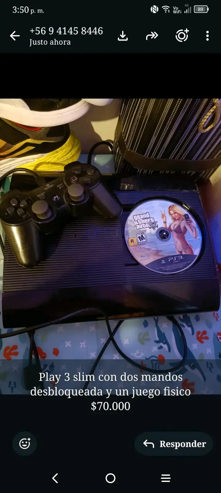 PlayStation 3 Slim con dos mandos y juego