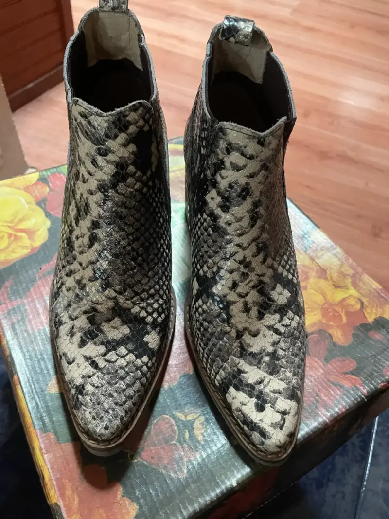 Botines de cuero estilo serpiente para mujer - 2