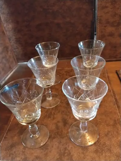 Juego de copas de cristal yungay tallado elegante - miniatura 3
