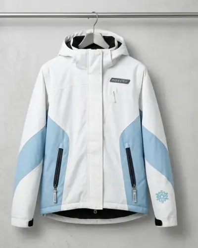 Chaqueta de esquí blanca y azul para mujer - miniatura 1