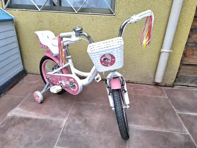 Bicicleta infantil con ruedas de entrenamiento y canasto - miniatura 2