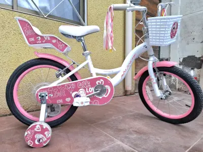 Bicicleta infantil con ruedas de entrenamiento y canasto - miniatura 3