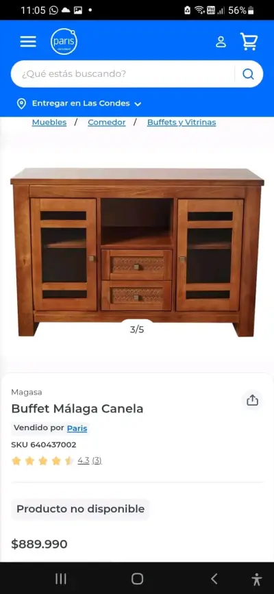 Buffet de madera color canela Magasa Málaga - miniatura 1