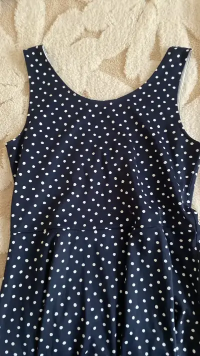 Vestido azul con lunares blancos H&M talla 44 - miniatura 1