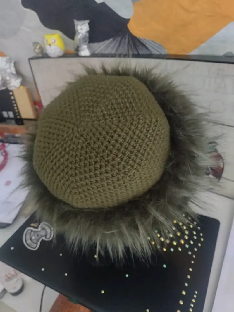 Gorro crochet verde oliva - 4