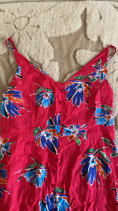 Vestido largo floral rojo Sfera talla M - miniatura 1