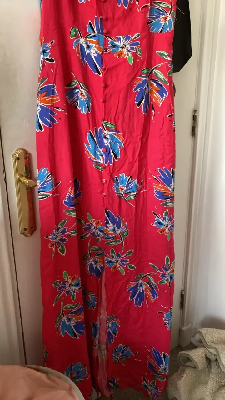 Vestido largo floral rojo Sfera talla M - 4