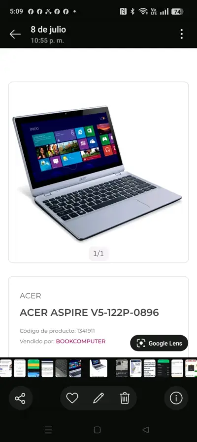 Laptop Acer Aspire V5-122P-0896 en buen estado - miniatura 1