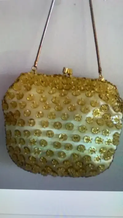 Bolso de mano vintage dorado con lentejuelas - miniatura 1