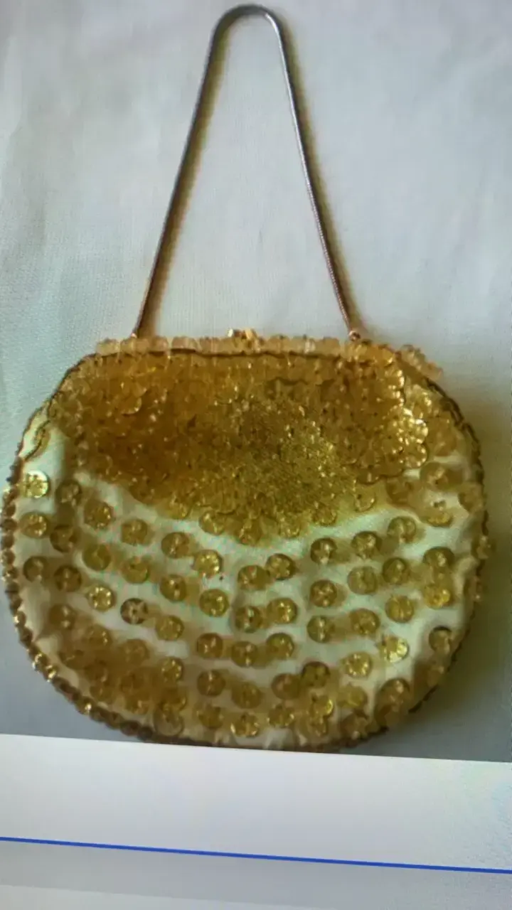 Bolso de mano vintage dorado con lentejuelas - 2