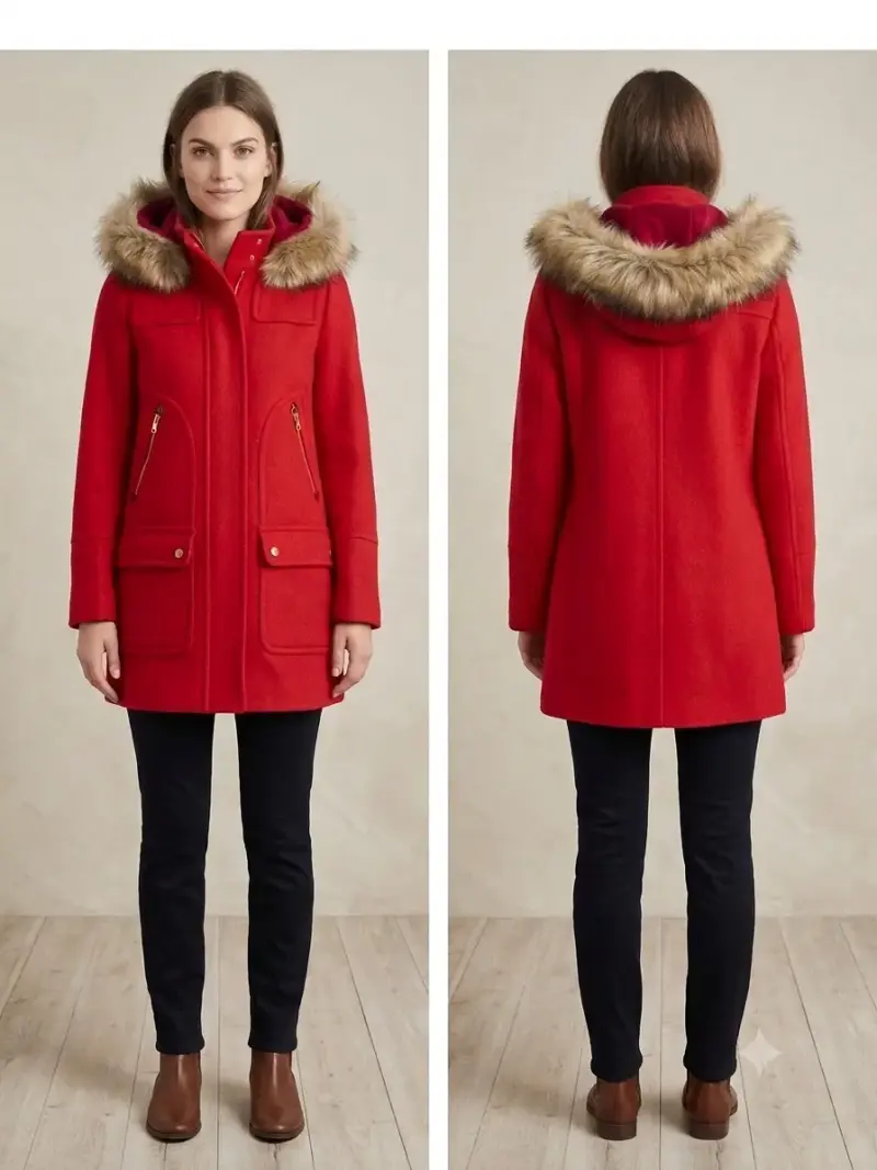 Abrigo rojo, 70% Lana Italiana .talla S - 1