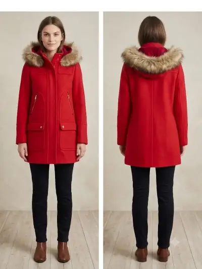 Abrigo rojo, 70% Lana Italiana .talla S - miniatura 1