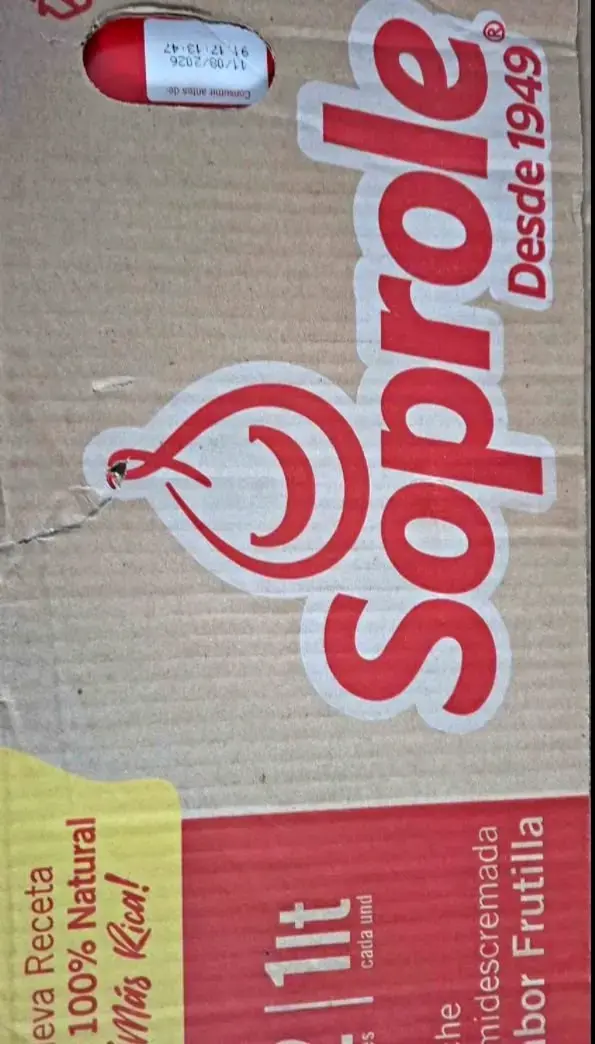 Caja de leche descremada Soprole 1 litro