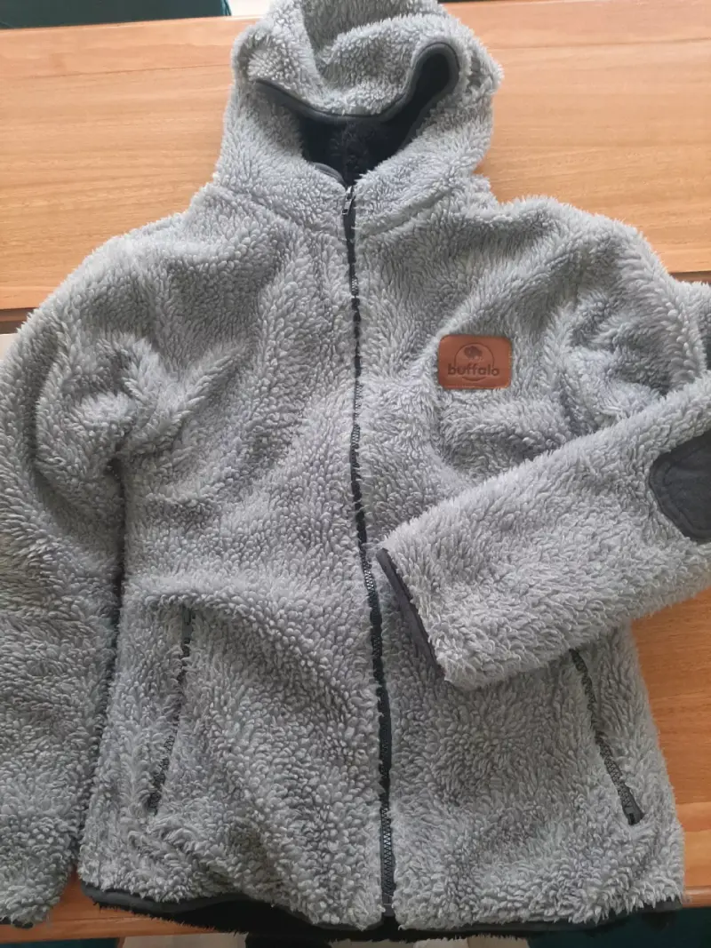 Chaqueta de lana gris con capucha Buffalo - 1