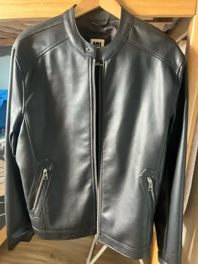 Chaqueta de cuero negra para hombre - 3