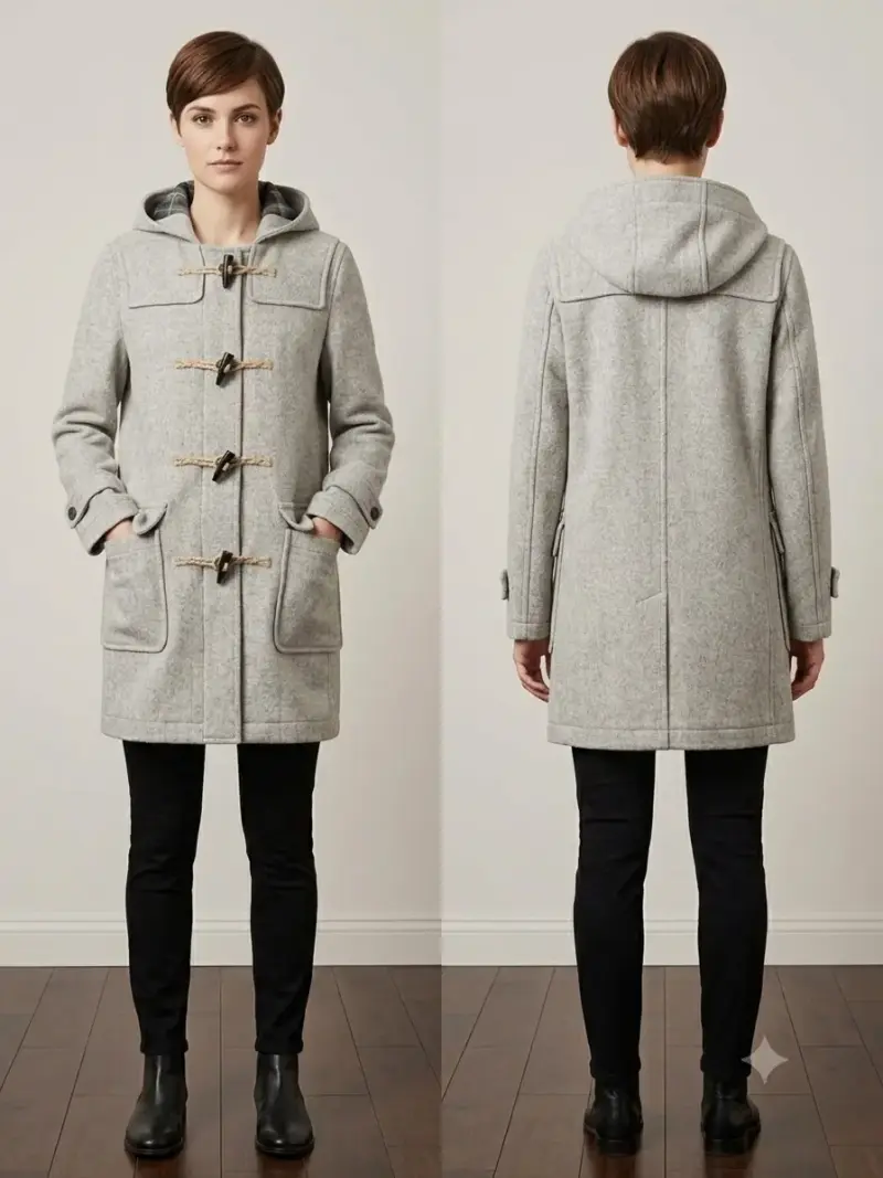 Abrigo gris con gorro.Talla S. 40% Lana - 2