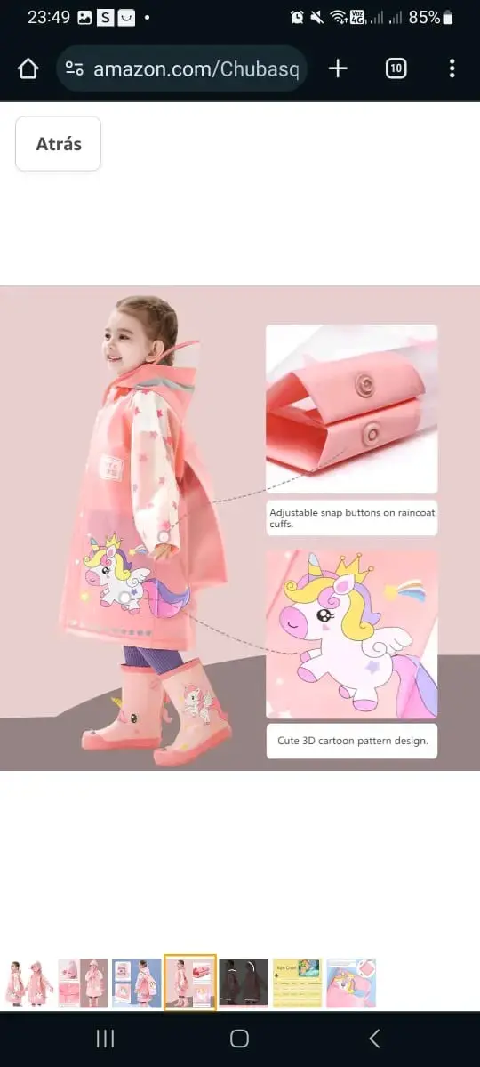 Impermeable infantil diseño de unicornio - 4
