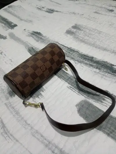 Bolso de mano estilo damero marrón - miniatura 5