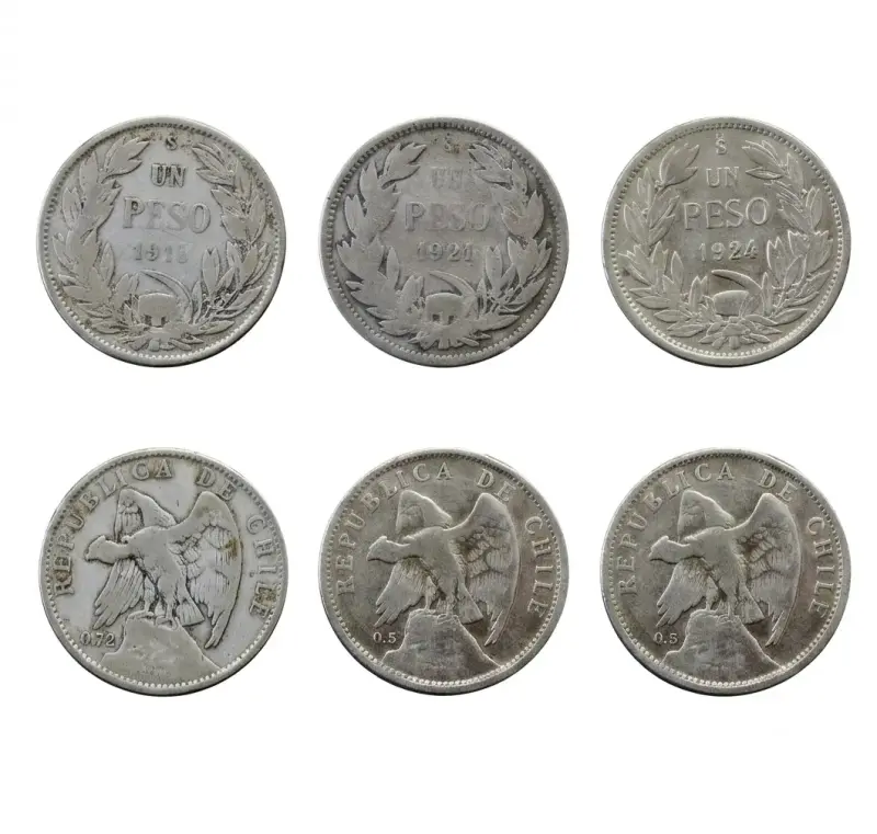 Monedas antiguas de un peso 1915, 1921 y 1924 - 2