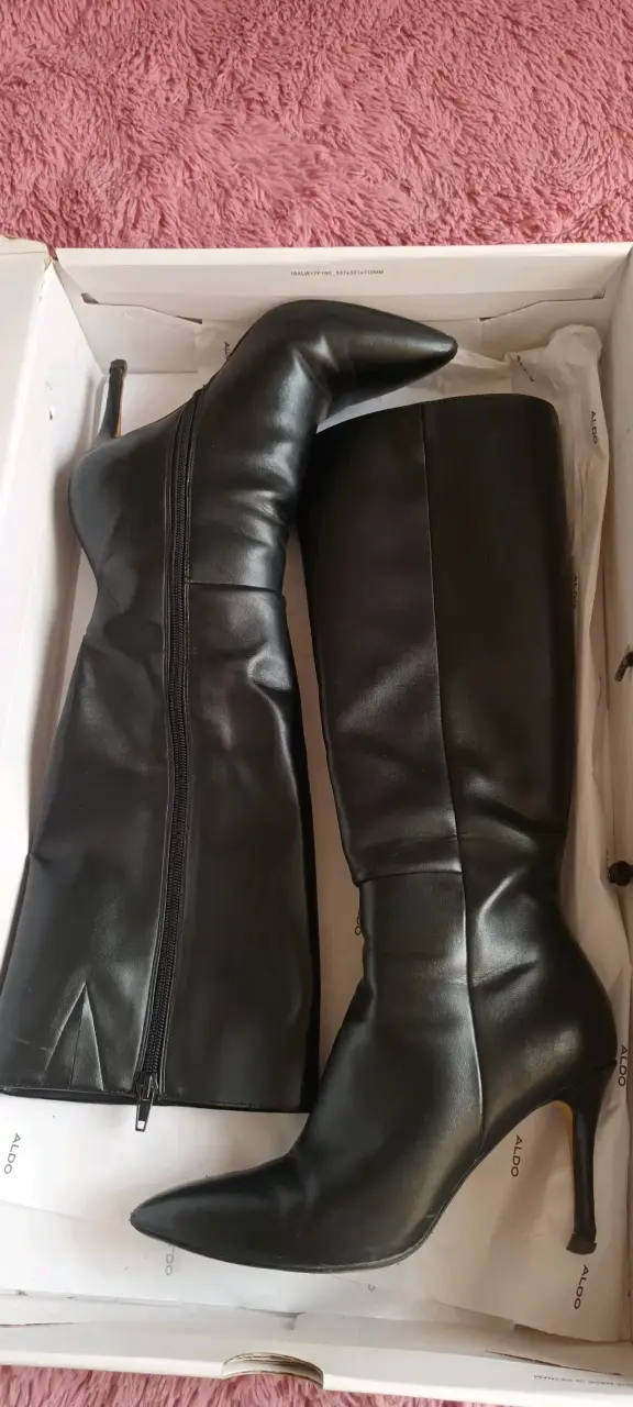 Botas de cuero negras con tacón alto - 4