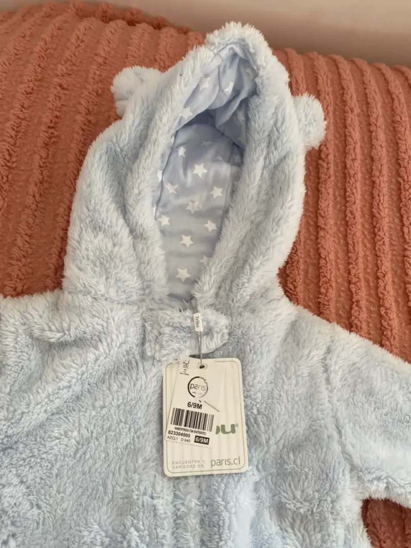Enterito de bebé polar azul con capucha - 3